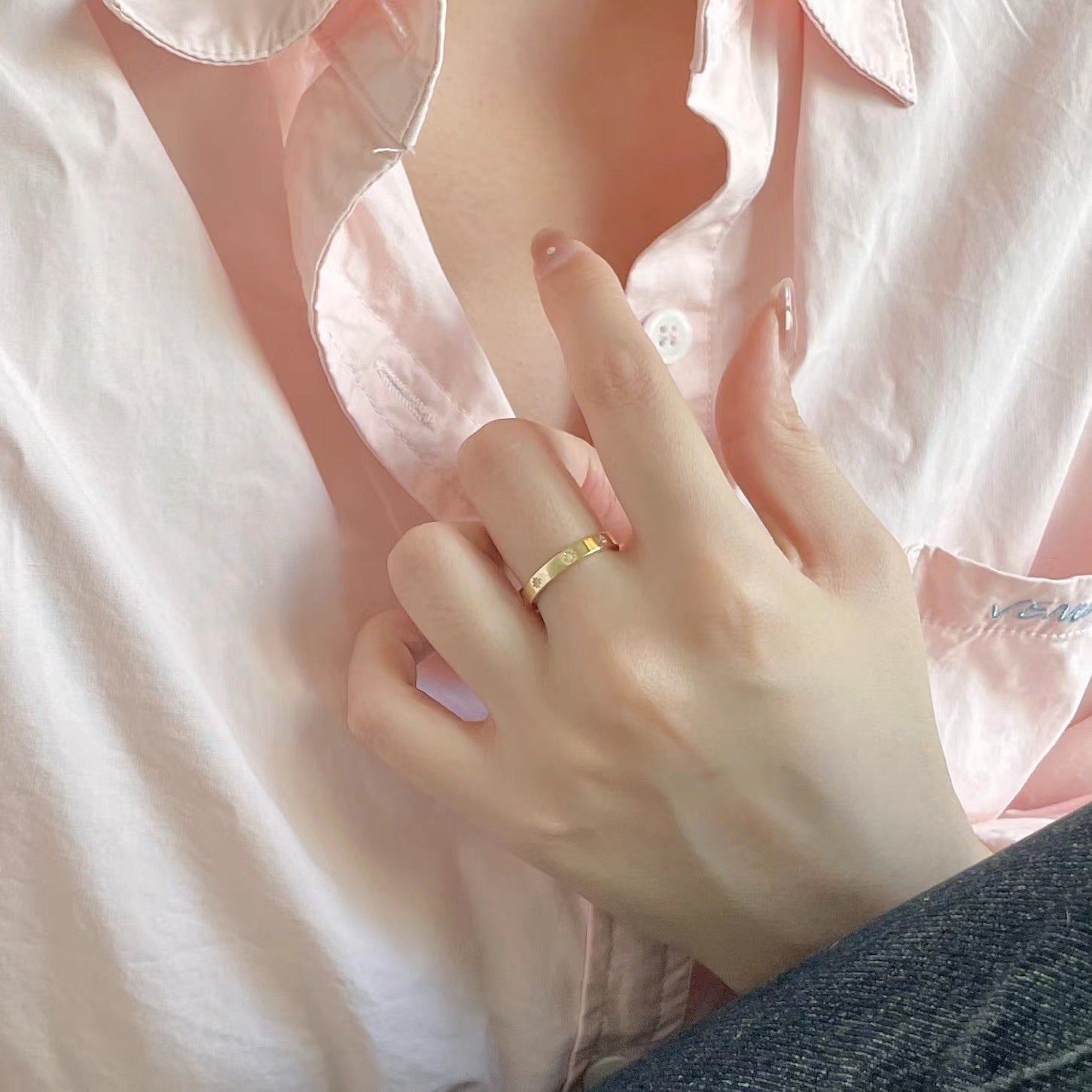 Sterling Silver Trendy Jewelry Fashion Minimalist Zircon Ring