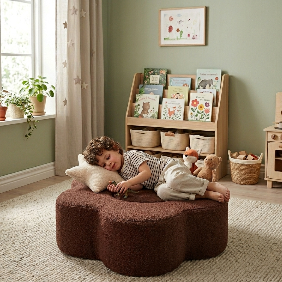 MeowBaby® Pěnový Set ve Tvaru Květiny, 3 Moduly, Tmavě Hnědý