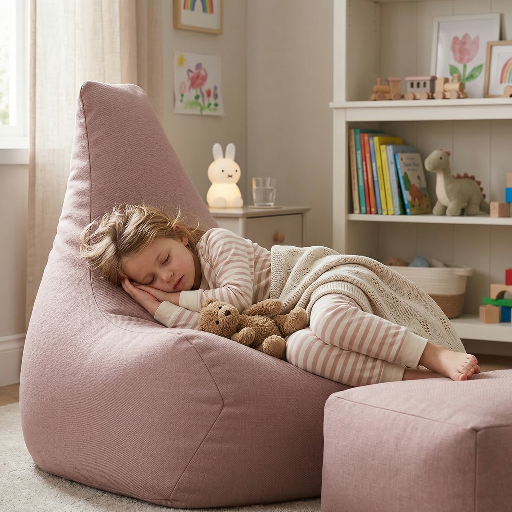Tearo: Bean Bag + Stolička na Nohy - Růžová